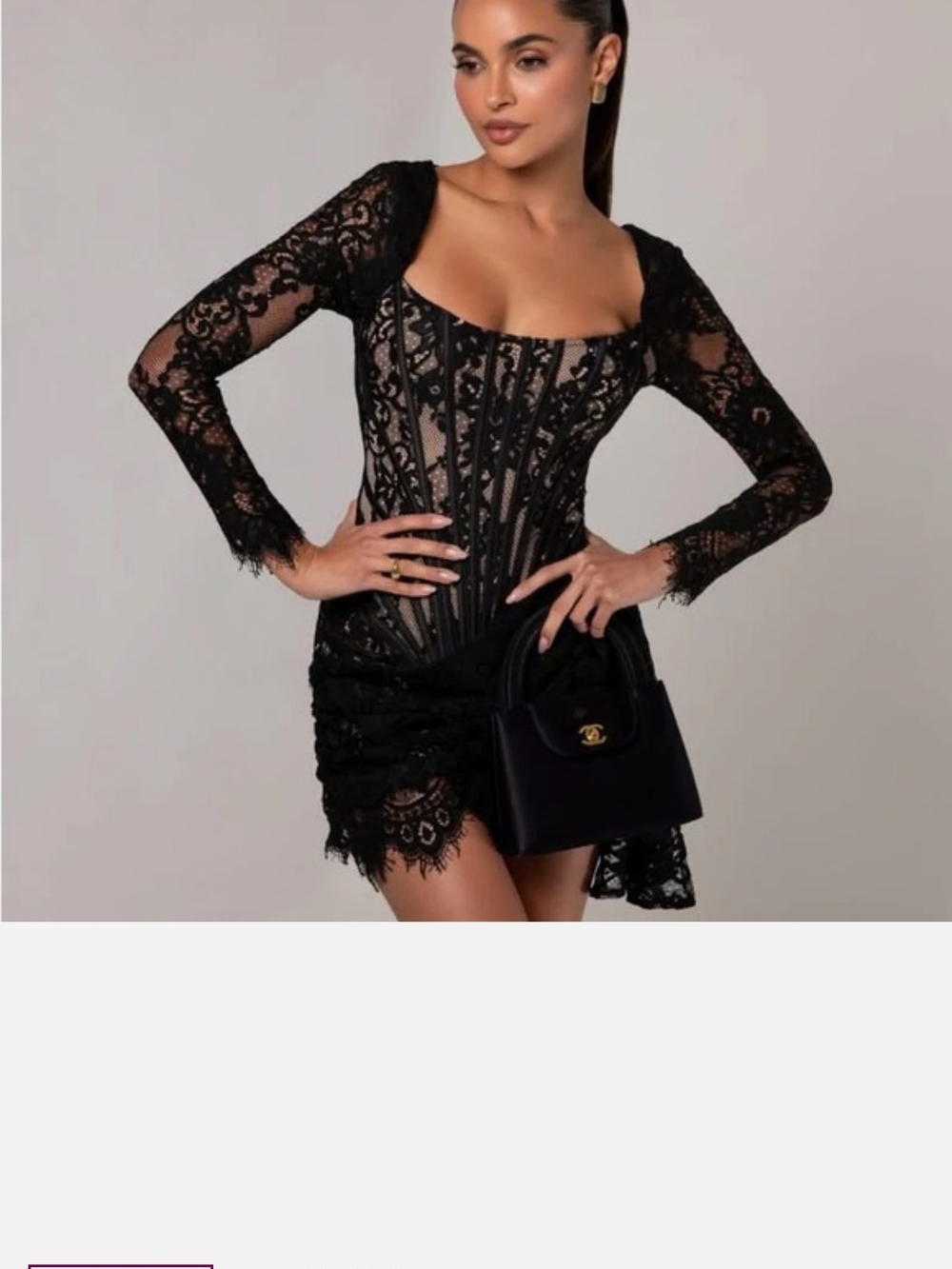 Heiress Beverly Hills Lace Corset Long-Sleeve Mini Dress XXS